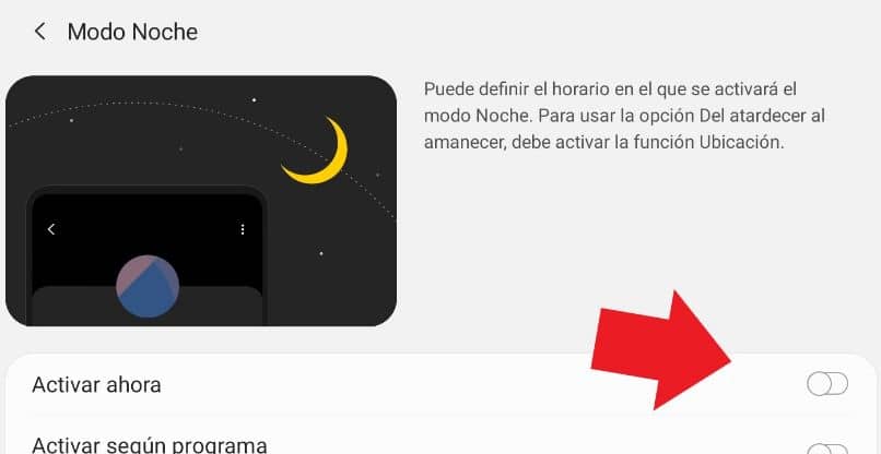 activar el filtro de luz azul en el modo nocturno de Android