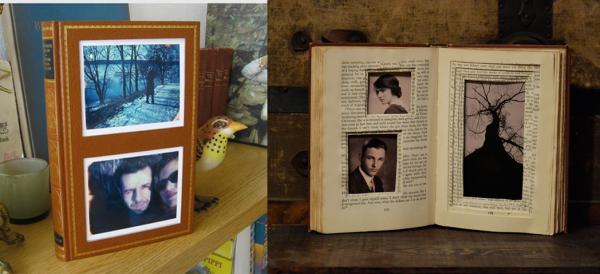 Las mejores ideas para decorar con libros antiguos - Hacer un marco de fotos con libros antiguos