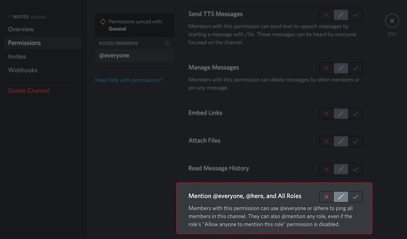 mención de roles en discordia