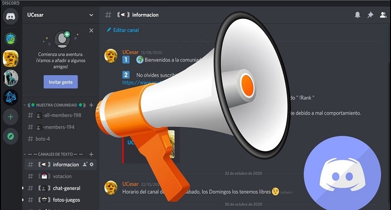 canal de anuncios en discord